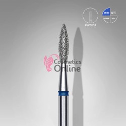 Cap de Freza Burghiu Diamant Pentru Unghii STALEKS, Ascuțit „Flacără”, Albastru, Diametru Cap 2,1 Mm, Piesa De Lucru 8 Mm, cod FA11B021/8